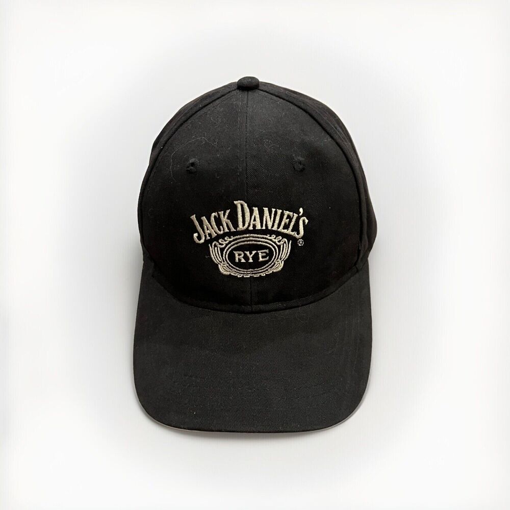 Paramount Mens Black Jack Daniels Rye Whiskey Adjustable Strapback Hat Cap